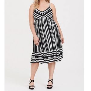 Torrid Black & White Stripe Challis Midi Dress